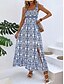 abordables Vestidos Florales Impresos-Mujer Vestido maxi Vestido informal Vestidos Boho Chic Vestido lencero Bohemia Estilo lindo Casual Vacaciones Diario Playa Holgado Floral Sin Mangas Con Tirantes Negro Azul Piscina Verano