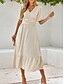 preiswerte Weißes Kleid-Damen Midikleid Casual kleid A Linie Kleid Stilvoll Basic Brautkleider schlicht Urlaub Täglich Regular Fit Glatt Kurzarm V Ausschnitt Aprikose Sommer Frühling