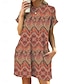 preiswerte Ausgefallene Kleider-Damen Minikleid Casual kleid Sweatkleid Boho-Kleid Stilvoll Brautkleider schlicht Urlaub Täglich Regular Fit Blumen Blatt Kurzarm Rundhalsausschnitt Blau Braun Grün Sommer