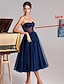 abordables Robes Longues &amp; Gowns-Ligne A Longueur thé Robes de Bal Fête Corsets Sans manches Coeur Bal de promo Soirée Tulle avec Froncé