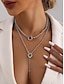 preiswerte Halskette für Damen-mehrreihige Silberkette mit Kreis- und Balkenanhänger, minimalistischer Statement-Schmuck für Frauen, perfekt für Partys, Verabredungen und den Alltag