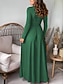 preiswerte Chiffonkleider-Damen Maxikleid Partykleid Cocktailkleid Kleid für Hochzeitsgäste Chiffonkleid Elegant Stilvoll Ethnisch Urlaub Party Täglich Normale Passform Einfach Langarm V Ausschnitt Blau Grün Frühling Herbst