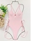 ieftine O piesă-Pentru femei Costume de Baie O bucată Costum de baie Fără Spate Controlul abdomenului Talie Înaltă Zvelt Vacanță Costum de plajă Culoare solidă În V Fără manșon Costume de baie