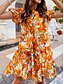 ieftine Rochii de Vacanță-Pentru femei Rochie Mini Rochie casual Rochie A line Stilat Casual Vacanță Zilnic Fit regulat Floral Manșon scurt Stil Nautic Galben Albastru piscină Fucsia Vară