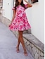 ieftine Rochii de Vacanță-Pentru femei Rochie Mini Rochie casual Rochie A line Stilat Casual Vacanță Zilnic Fit regulat Floral Manșon scurt Stil Nautic Galben Albastru piscină Fucsia Vară