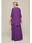 preiswerte Mit Jacke-Kleid Kleider-Sets Mutter der Braut Kleid elegantes vintage Crew-Neck bodenlanges Chiffon langärmelige Jacke Kleider mit Spitzenstufe kaskadierenden Rüschen