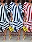 abordables Robe Rayée et Géométrique-Femme robe longue Robe chemise Robe casual Robe d'été mode Décontractées Vacances du quotidien Rendez-vous Standard marinière Demi Manches Revers Noir Rouge Bleu Eté Printemps