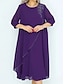 preiswerte Chiffonkleider-Damen Langes Kleid Maxikleid Freizeitkleid Cocktailkleid Kleid für Hochzeitsgäste Chiffonkleid Elegant Stilvoll Arbeit Täglich Verlobung Lässiger Schnitt Einfach Dreiviertelarm Rundhalsausschnitt
