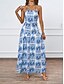 abordables Robes Floraux Imprimés-Femme Robe Maxi Robe casual Robe Évasée Robe d&#039;été Robe Trapèze Tropique Décontractées Vacances du quotidien Plage Standard Floral Sans Manches Dos nu Bleu Marron Eté