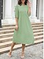 voordelige Witte Casual Jurken-Dames Halflange jurk Casual jurk A lijn jurk Stijlvol Basic Casual Vakantie Dagelijks Normale pasvorm Effen 3/4 mouw Strakke ronde hals Wit Groen Zomer Lente