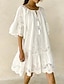 preiswerte Weiße Spitzenkleider-Damen Minikleid Spitzenkleid Freizeitkleid Sommerkleid Boho-Kleid Stilvoll Lässig Urlaub Täglich Date Normale Passform Einfach Kurzarm Rundhalsausschnitt Weiß Sommer