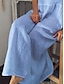 ieftine Rochii-Pentru femei Rochie Maxi Μείγμα Βαμβάκι Rochii de Caftan Rochie casual De Bază Casual Zilnic Vacanță Fit regulat Simplu Manșon scurt În V Negru Alb Mov Albastru Deschis Vară