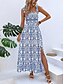 abordables Vestidos Florales Impresos-Mujer Vestido maxi Vestido informal Vestidos Boho Chic Vestido lencero Bohemia Estilo lindo Casual Vacaciones Diario Playa Holgado Floral Sin Mangas Con Tirantes Negro Azul Piscina Verano