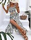 abordables Vestidos Florales Impresos-Mujer Vestido maxi Vestido informal Vestidos Boho Chic Vestido lencero Bohemia Estilo lindo Casual Vacaciones Diario Playa Holgado Floral Sin Mangas Con Tirantes Negro Azul Piscina Verano