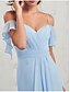 cheap Bridesmaid Dresses-A-Line Bridesmaid Dress V Neck / Spaghetti Strap / Off Shoulder Short Sleeve Elegant Floor Length Chiffon / Spandex with Pleats / Ruffles / Draping