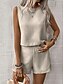 cheap Sets-Women's Linen-feel Set Linen-Inspired Sets Two Piece Sets Baggy Shorts Sleeveless Crew Neck Plain Fashion Daily Casual Daily Black Royal Blue Orange Summer Regular Fit