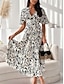 ieftine Rochii florale elegante-Pentru femei Rochii Midi Rochie casual Rochie leagăn Rochie A line Stilat Casual Vacanță Zilnic Fit regulat Floral Manșon scurt În V Alb Roșu-aprins Vară
