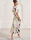 abordables Robes de vacances-robe d&#039;invité de mariage pour femme élégante robe maxi tie dye à manches courtes col en V imprimé coupe ample robe d&#039;été blanche bleue violette quotidienne