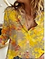 voordelige Bloemen tops-Dames Overhemd Button Down Tuniek Overhemd Kraag Lange Mouwen Bloemendal Dagelijks Stijlvolle Lange Tops Dagelijks Print Geel Lente Herfst