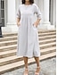 voordelige Witte Casual Jurken-Dames Halflange jurk Casual jurk A lijn jurk Stijlvol Basic Casual Vakantie Dagelijks Normale pasvorm Effen 3/4 mouw Strakke ronde hals Wit Groen Zomer Lente