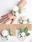 billige Damearmbånd-elegant hvit rose håndledd corsage og boutonniere sett - kunstig blomstertilbehør for bryllup, brudepiker og formelle arrangementer