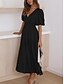 cheap Work Dresses-Women&#039;s Maxi Dress Casual Dress Swing Dress Basic Casual Vacation Daily Regular Fit Plain Short Sleeve V Neck Black Green Apricot Light Blue Summer