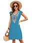 baratos Vestidos Estilo Boho-Dia dos Namorados Mulheres Normal Minivestido Vestidos Boho Chic Vestido A Line Vestido Boho Boêmia à moda Clássico Concha Ombro frio Férias Festa Diário Forma Assenta Geométrica Tecido Sem Manga