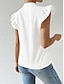 voordelige Vrouwen vakantie tops-Dames Overhemd Blouse Effen Kleur Stijlvol Casual Mouwloos Gekerfde nek Normale tops Dagelijks Geborduurd Wit Zomer