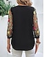 voordelige Elegante topjes-Dames Overhemd Blouse Bloemig Stijlvol Casual 3/4 mouw Strakke ronde hals Normale tops Dagelijks Netstof Geborduurd Afdrukken Zwart Marineblauw Zomer Lente