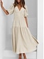 economico Abiti da festa-Per donna Vestito maxi Abito casual Abito linea A Moda Essenziale Informale Da mare Giornaliero Standard Liscio Mezza manica A V Verde Beige Estate Primavera