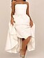 abordables Petites Robes Blanches-Petites Robes Blanches Robes de Mariage Bohème A-Ligne Décolletésans Manches Longueur Thé Jersey Costumes de Mariée Robes de Mariée Avec Plis Couleur Unie