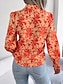 preiswerte Blumenblusen-Damen Hemd Bluse Knöpfe Druck Blumen Stilvoll Lässig Langarm Hemdkragen Normale Oberteile Täglich Blau Orange Sommer Frühling Herbst
