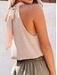 baratos Camisolas &amp; Baby Dolls de mulher-Camisola feminina regata cor sólida estilosa casual sem mangas decote halter tops regulares diários branca rosa fúcsia verão