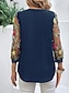 voordelige Elegante topjes-Dames Overhemd Blouse Bloemig Stijlvol Casual 3/4 mouw Strakke ronde hals Normale tops Dagelijks Netstof Geborduurd Afdrukken Zwart Marineblauw Zomer Lente