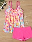 abordables Tankinis-Mujer Bañadores Tankini 2 piezas Pierna de niño Traje de baño Espalda al Aire Alta cintura Vacaciones Ropa de playa Cachemir Escote en Pico Sin Mangas Trajes de baño