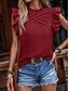 abordables Chemises-Femmes Chemises inspirées du lin T-shirt Uni Mode Moderne Occasionnel Manche Courte Col roulé Hauts Réguliers Quotidien Week-end A Volants Noir Vin Été Printemps