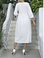 voordelige Witte Casual Jurken-Dames Halflange jurk Casual jurk A lijn jurk Stijlvol Basic Casual Vakantie Dagelijks Normale pasvorm Effen 3/4 mouw Strakke ronde hals Wit Groen Zomer Lente