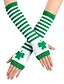 voordelige Accessoires voor dames-St. Patrick&#039;s Day groene en wit gestreepte kniekousen en vingerloze handschoenen set met klavertje vier-motief, feestelijke accessoires voor vrouwen, perfect voor feestdagen en kostuumfeesten