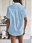preiswerte Hemden-Damen Hemd Einfarbig Basic Lässig Kurzarm Hemdkragen Normale Oberteile Täglich Knöpfe Schwarz Weiß Rosa Blau Sommer