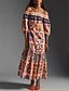 economico Abiti boho-Per donna Vestito maxi Abito casual Abiti Boho Chic Abito boho Boemia stile sveglio Moda Da mare Giornaliero Spiaggia Morbido Pop art Manica lunga Senza spalline Arancione Estate Primavera