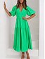 cheap Work Dresses-Women&#039;s Maxi Dress Casual Dress Swing Dress Basic Casual Vacation Daily Regular Fit Plain Short Sleeve V Neck Black Green Apricot Light Blue Summer