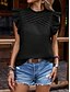 abordables Chemises-Femmes Chemises inspirées du lin T-shirt Uni Mode Moderne Occasionnel Manche Courte Col roulé Hauts Réguliers Quotidien Week-end A Volants Noir Vin Été Printemps