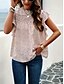 cheap Shirts-Women&#039;s Shirt Blouse Cotton Linen Shirts Floral Stylish Casual Short Sleeve Turtleneck Regular Tops Daily Ruffle Print Black Beige Summer