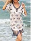 preiswerte Strandkleider-Damen Badeanzug Zudecken Schwimm-Kleid Bademode Strick Randbereich Urlaub Strandbekleidung Graphic V Ausschnitt Kurze Ärmel Badeanzüge