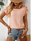 abordables Hauts en dentelle-Blouses Éléguantes en Dentelle Blanche pour Femmes Top en Dentelle à Oeillets Mode Moderne Basique Regular Tops Manches Courtes Col Ronde Boutons Ajustement Normal Quotidien Week-end Romantique