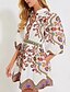 ieftine Rochii Boho-Pentru femei Rochie Mini Rochie casual Rochie A line Rochie Boho Stilat Casual Vacanță Petrecere Zilnic Potrivire Largă Floral Lungime Manșon 3/4 Guler Cămașă Alb Vară Primăvară Toamnă