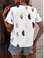 cheap Boho tee-Women&#039;s Shirt Blouse Feather Stylish Casual Short Sleeve Notched Neck Regular Tops Daily Print White Pink Summer Spring