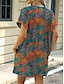 preiswerte Ausgefallene Kleider-Damen Minikleid Casual kleid Sweatkleid Boho-Kleid Stilvoll Brautkleider schlicht Urlaub Täglich Regular Fit Blumen Blatt Kurzarm Rundhalsausschnitt Blau Braun Grün Sommer