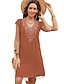 tanie Sukienki boho-Walentynki Damskie Normalny Sukienka mini Sukienki w stylu boho Sukienka A line Sukienka Boho Bohema Elegancki Klasyczny Krótki kimonowy Zimne ramię Urlop Impreza Codzienny Dopasowana Geometryczny