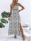 abordables Vestidos Florales Impresos-Mujer Vestido maxi Vestido informal Vestidos Boho Chic Vestido lencero Bohemia Estilo lindo Casual Vacaciones Diario Playa Holgado Floral Sin Mangas Con Tirantes Negro Azul Piscina Verano